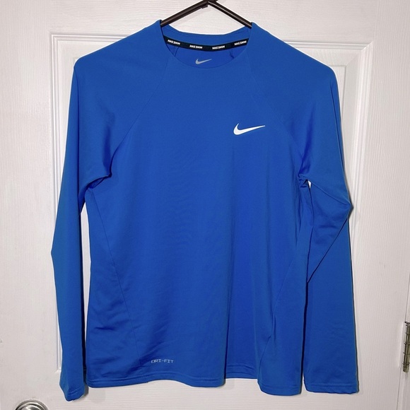 Nike Swim Dri Fit Long Sleeve Rash Guard Shirt. Size Medium. UPF 40+ Blue - Picture 1 of 10